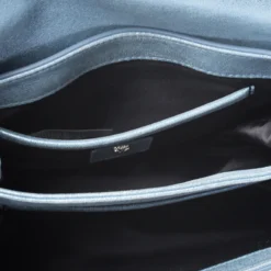 Versace Light Blue Crystal Embellished Shimmer Leather Sultan Shoulder Bag For Women -Versace Official Website luxury women versace used handbags p257631 011