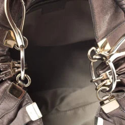 Versace Metallic Striped Leather Hobo For Women -Versace Official Website luxury women versace used handbags p259047 011