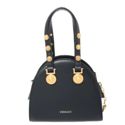 Versace Black Leather Small Tribute Medallion Bag For Women -Versace Official Website luxury women versace used handbags p259778 005