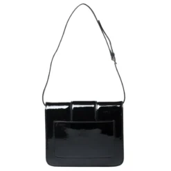 Versace Black Patent Leather Young Medusa Chain Shoulder Bag For Women -Versace Official Website luxury women versace used handbags p259802 004