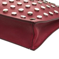 Versace Red Leather Studded Shoulder Bag For Women -Versace Official Website luxury women versace used handbags p260438 004