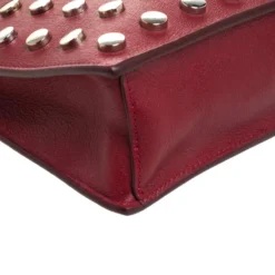 Versace Red Leather Studded Shoulder Bag For Women -Versace Official Website luxury women versace used handbags p260438 005