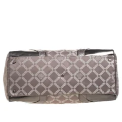 Versace Metallic Beige Signature Canvas And Leather Boston Bag For Women -Versace Official Website luxury women versace used handbags p261087 005