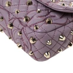 Versace Lilac Studded Leather Vanitas Flap Shoulder Bag For Women -Versace Official Website luxury women versace used handbags p261340 001