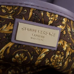 Versace Lilac Studded Leather Vanitas Flap Shoulder Bag For Women -Versace Official Website luxury women versace used handbags p261340 003