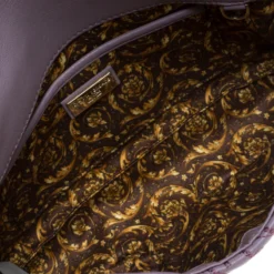 Versace Lilac Studded Leather Vanitas Flap Shoulder Bag For Women -Versace Official Website luxury women versace used handbags p261340 004