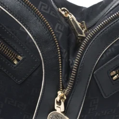 Versace Black/Gold Leather Biker Hobo For Women -Versace Official Website luxury women versace used handbags p261889 008