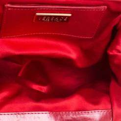 Versace Red Fabric Madonna Boston Bag For Women -Versace Official Website luxury women versace used handbags p263224 009