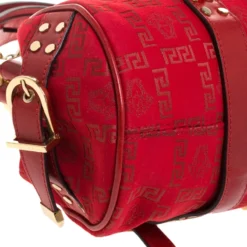 Versace Red Fabric Madonna Boston Bag For Women -Versace Official Website luxury women versace used handbags p263224 012