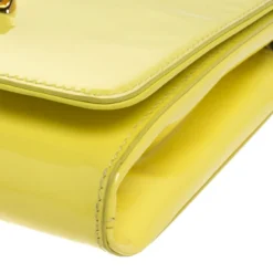 Versace Neon Yellow Patent Leather Medusa Chain Clutch For Women -Versace Official Website luxury women versace used handbags p263821 009