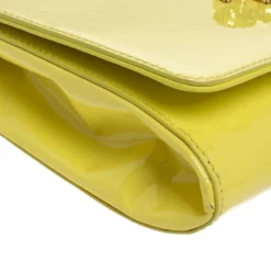 Versace Neon Yellow Patent Leather Medusa Chain Clutch For Women -Versace Official Website luxury women versace used handbags p263821 010