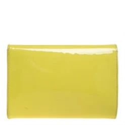 Versace Neon Yellow Patent Leather Medusa Chain Clutch For Women -Versace Official Website luxury women versace used handbags p263821 1579326642 014