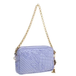 Versace Lilac Leather Embroidered Vanitas Shoulder Bag For Women -Versace Official Website luxury women versace used handbags p264253 007