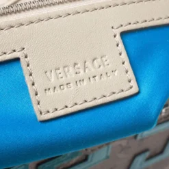 Versace Beige/Blue Borocco Heritage Print Diaper Bag For Women -Versace Official Website luxury women versace used handbags p264359 001