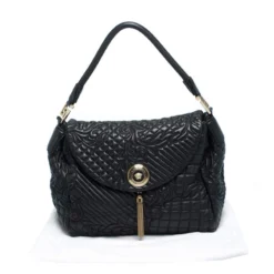 Versace Black Barocco Leather Altea Satchel For Women -Versace Official Website luxury women versace used handbags p265767 001