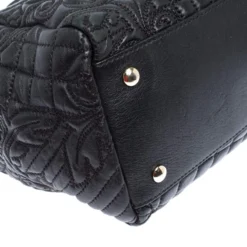 Versace Black Barocco Leather Altea Satchel For Women -Versace Official Website luxury women versace used handbags p265767 010