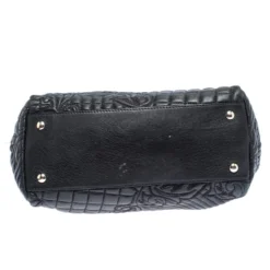 Versace Black Barocco Leather Altea Satchel For Women -Versace Official Website luxury women versace used handbags p265767 011