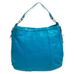 Versace Light Blue Leather Zip Around Hobo For Women -Versace Official Website luxury women versace used handbags p265791 005