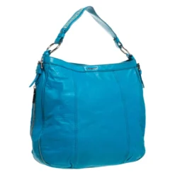 Versace Light Blue Leather Zip Around Hobo For Women -Versace Official Website luxury women versace used handbags p265791 006