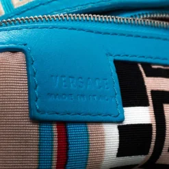 Versace Light Blue Leather Zip Around Hobo For Women -Versace Official Website luxury women versace used handbags p265791 010