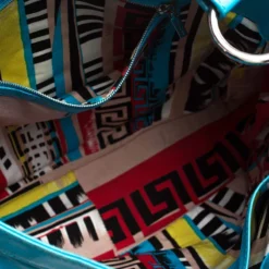 Versace Light Blue Leather Zip Around Hobo For Women -Versace Official Website luxury women versace used handbags p265791 011