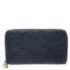 Versace Navy Blue Leather Vanitas Zip Around Wallet For Women