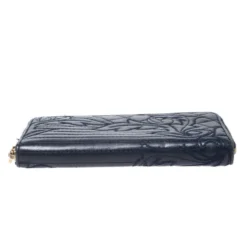 Versace Navy Blue Leather Vanitas Zip Around Wallet For Women -Versace Official Website luxury women versace used handbags p266192 009