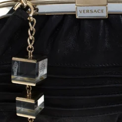 Versace Black Leather Frame Satchel For Women -Versace Official Website luxury women versace used handbags p266506 005