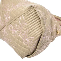Versace Beige/Pink Quilted Leather Vanitas Satchel For Women -Versace Official Website luxury women versace used handbags p269278 003