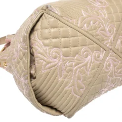 Versace Beige/Pink Quilted Leather Vanitas Satchel For Women -Versace Official Website luxury women versace used handbags p269278 004