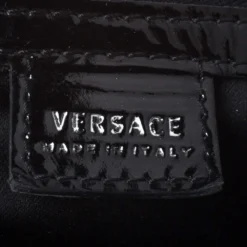 Versace Midnight Blue Croc Patent Leather Chain Tote For Women -Versace Official Website luxury women versace used handbags p270688 005