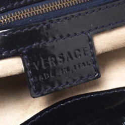 Versace Black Stitches Patent Leather Chain Shoulder Bag For Women -Versace Official Website luxury women versace used handbags p270915 001