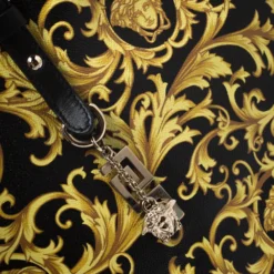 Versace Black/Yellow Borocco Print Coated Canvas Tote For Women -Versace Official Website luxury women versace used handbags p271191 006