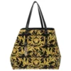 Versace Black/Yellow Borocco Print Coated Canvas Tote For Women
