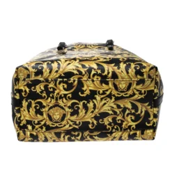 Versace Black/Yellow Borocco Print Coated Canvas Tote For Women -Versace Official Website luxury women versace used handbags p271191 011