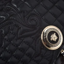 Versace Black Quilted Leather Calliope Vanitas Shoulder Bag For Women -Versace Official Website luxury women versace used handbags p271195 004