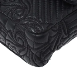 Versace Black Quilted Leather Calliope Vanitas Shoulder Bag For Women -Versace Official Website luxury women versace used handbags p271195 009