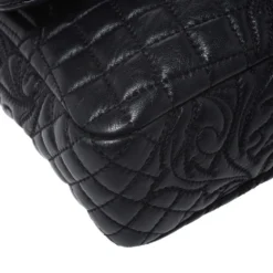 Versace Black Quilted Leather Calliope Vanitas Shoulder Bag For Women -Versace Official Website luxury women versace used handbags p271195 010