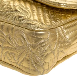 Versace Gold Barocco Leather Vanitas Medea Shoulder Bag For Women -Versace Official Website luxury women versace used handbags p273188 002