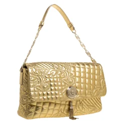 Versace Gold Barocco Leather Vanitas Medea Shoulder Bag For Women -Versace Official Website luxury women versace used handbags p273188 006