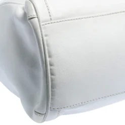 Versace White Leather Logo Embossed Tote For Women -Versace Official Website luxury women versace used handbags p273207 002