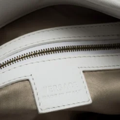 Versace White Leather Logo Embossed Tote For Women -Versace Official Website luxury women versace used handbags p273207 010