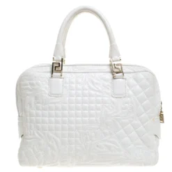 Versace White Leather Demetra Vanitas Top Handle Bag For Women -Versace Official Website luxury women versace used handbags p274409 004