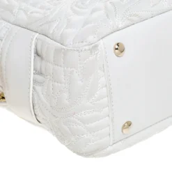 Versace White Leather Demetra Vanitas Top Handle Bag For Women -Versace Official Website luxury women versace used handbags p274409 006
