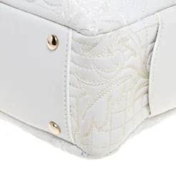 Versace White Leather Demetra Vanitas Top Handle Bag For Women -Versace Official Website luxury women versace used handbags p274409 007