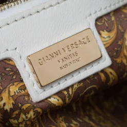 Versace White Leather Demetra Vanitas Top Handle Bag For Women -Versace Official Website luxury women versace used handbags p274409 008