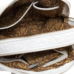 Versace White Leather Demetra Vanitas Top Handle Bag For Women -Versace Official Website luxury women versace used handbags p274409 009