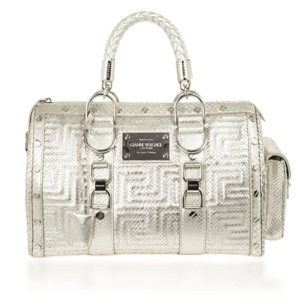 Versace Silver Quilted ‘Snap Out Of It’ Satchel For Women 1 Versace Silver Quilted ‘Snap Out Of It’ Satchel For Women