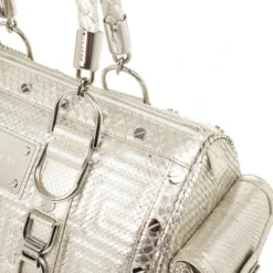 Versace Silver Quilted ‘Snap Out Of It’ Satchel For Women 23 Versace Silver Quilted ‘Snap Out Of It’ Satchel For Women -Versace Official Website luxury women versace used handbags p27501 007