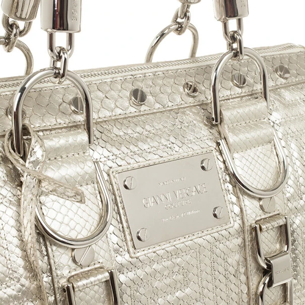 Versace Silver Quilted ‘Snap Out Of It’ Satchel For Women 10 Versace Silver Quilted ‘Snap Out Of It’ Satchel For Women - Image 10
